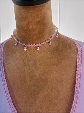 Pink Swarovski Aurora Borealis Crystal Choker Necklace by Blair Delmonico